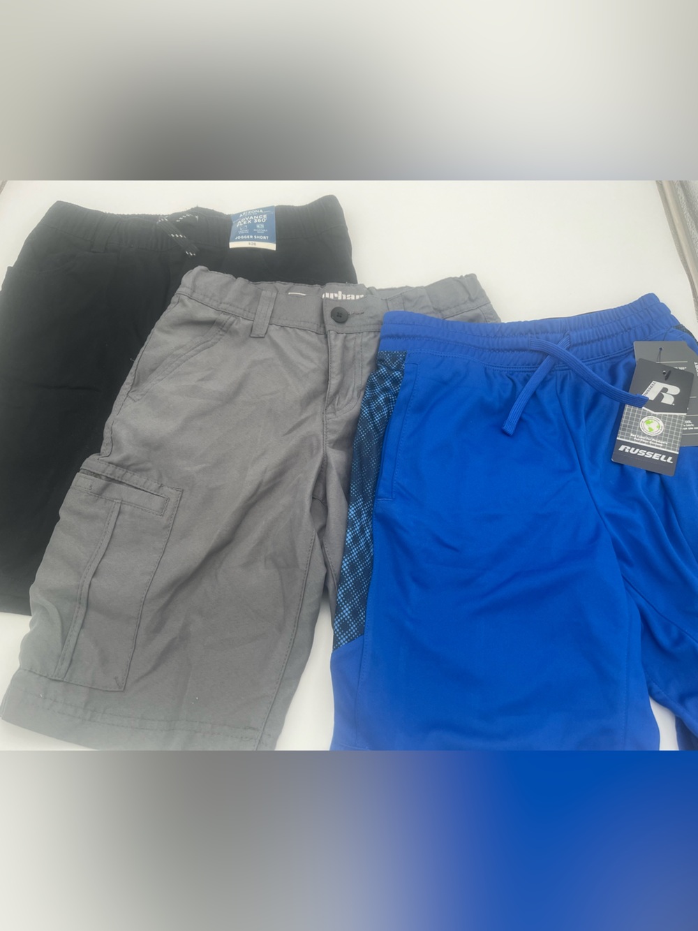 Boys casual shorts cargo and Athletic Royal Blue, Black, gray size 10. lot of 3
